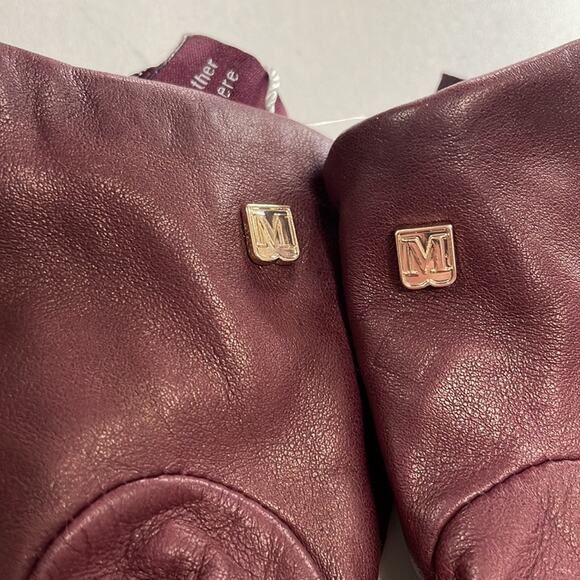 Bruno Magli Cashmere Lined Leather Bow Gloves Burgundy XL Retails: $195 - Picture 3 of 8